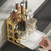 Lujo Ligero Porta Palillos Soporte para Cuchillos de Cocina Multifuncional Todo en Uno Estante de Almacenamiento Escurridero Montado en la Pared Cubo para Palillos Jaula para Palillos
