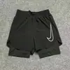 Pantalones Cortos Deportivos de Verano para Correr, Nadar, Atletismo, de Secado Rápido para Entrenamiento, con Tres Puntos Anti-Exposición, de Moda, de Doble Capa, de Dos Piezas para Hombre