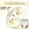 Guarda-chuva transparente de cabo longo com estampa floral estilo ins em estoque, alto valor estético, guarda-chuva floral fresco estilo coreano do fabricante original