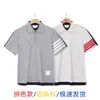Camisa Polo de Algodón Puro con Rayas Tb de Cuatro Colores Teñidas en Hilo, Estilo Nuevo 2027, Manga Corta y Diseño de Bloques de Color, Disponible en Estilos Largo y Corto