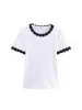 Moda Femenina Europea y Americana Transfronteriza Otoño 2025 Nuevo Estilo Corto Simple Suéter de Punto de Manga Corta Camiseta Versátil