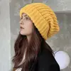 Sombrero de Punto de Lana de Color Sólido para Mujer, de Invierno y Otoño, para Circunferencia de Cabeza Grande, Moda Cálida Estilo Coreano de Felpa