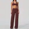 Zechuang Verão Novo Roupa Fitness Feminina Recorte Cruzado Esportiva ao Ar Livre Controle de Barriga Cintura Alta Bumbum de Pêssego Conjunto de Yoga 5558