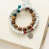 Joyería de Cerámica Jingdezhen Pulsera de Cuentas Doble Círculo Estilo Étnico Retro Multicapa Bohemio Suministro para Mujer
