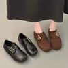 Primer Encuentro Ji Zapatos Planos de Cuña Oculta Tallados Retro para Mujer Otoño 2026 Nuevo Estilo Estilo Británico Zapatos Negros Pequeños de Cuero