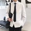 Camisa de Manga Larga Blanca DK para Hombre Holgada Traje de Pareja Moda Coreana Ropa de Estudiante para Clase Estilo Casual Universitario Camisa jk