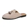 Zapatillas de Verano Baotou Medias Zapatos Pequeños de Cuero Transpirables para Hombre Borla de Moda Slip-on Zapatos Perezosos Estilista de Cabello Sandalias Estilo Coreano