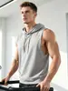 Chaleco sin mangas elegante y estilizado para hombre, verano, corte slim, para exteriores, para correr, deportes, con capucha, top para ir al trabajo, venta al por mayor