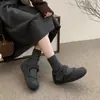 Zapatos de Moda Franceses Mary Jane de Piel para Mujer 2026 Invierno Nuevo Estilo Ropa de Exterior Calidez con Felpa Oculta Tacón Boca Baja Zapatos de Algodón