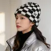 Gorro de Punto Patchwork a Cuadros Estilo Coreano para Mujer, Nuevo Bufanda Gruesa Cálida de Espiga para Otoño e Invierno para Hombre