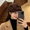 Boina gruesa de algodón estilo coreano para mujer, nuevo modelo de otoño e invierno, adecuada para circunferencia de cabeza grande, hace que la cara se vea más pequeña, gorra de plato de pintor
