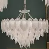Novo lustre de cristal de vidro pérola para sala de estar, luz principal, luxo leve para quarto, sala de jantar, lâmpada de cristal, lustre longo, iluminação para decoração de casa