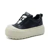 Zapatillas blancas de suela gruesa para mujer, talla pequeña, nuevo modelo de otoño 2026, mocasines casuales deportivos de piel auténtica para aumentar la altura