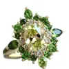 Yanbai Transfronterizo Bosque Verde Estilo Exquisita Fresca Joyería Retro Exquisita Lujo Ligero Circonita Anillo para Mujer Estilo Palacio Estilo Europeo y Americano