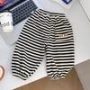 Pantalones a rayas para niños de primavera y otoño, pantalones holgados casuales de estilo coreano para niños, pantalones de pierna ancha con estampado de dibujos animados.