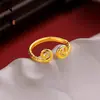 Loja de Ouro Mesmo Estilo Ouro Antigo Banhado a Ouro Cravejado de Diamantes Ruyi Argola de Ouro Pulseira Aberta Anel para Mulheres, Pulseira de Ouro Antiga Tradicional Atacado