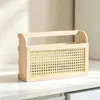 Revistero de pared de madera maciza y ratán, caja de almacenamiento de archivos de pared de madera natural estilo nórdico, estante para libros y revistas de sala de estar