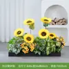 Flores Artificiales Paisajismo Girasol Flores Artificiales Valla Plantas Verdes Maceta Canaleta para Flores Separador de Girasol Decoración de Esquina Flores de Borde de Camino