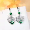Brincos Longos Europeus e Americanos Coloridos de Zircônia com Coração de Mãe para Mulheres, Luxo Acessível Moda de Nicho Versátil Presente de Dia das Mães
