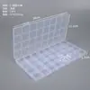 Caixa Plástica Transparente com Tampa de 10 Compartimentos, 15 Compartimentos, 24 Compartimentos, 28 Compartimentos para Organizar Miçangas, Joias, Ferragens e Equipamentos de Pesca