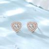 Pendientes clásicos de moda de doble capa con circonita en forma de corazón de plata de ley 925, nicho, ins, simples, en forma de corazón, para otoño e invierno, venta al por mayor