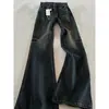 Pantalones de Trabajo Lavados Azul Gris Retro Marcados con Garras, Pantalones de Pierna Recta Acampanados con Estilo Callejero de Lujo Ligero de Nicho
