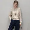 Suéter de punto para mujer, estilo simple, texturizado, corte holgado, cuello redondo, manga larga, nuevo estilo 2476