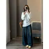 Jeans de pierna ancha casuales holgados con cinturón, lavado vintage, tiro alto, adelgazantes, para mujer, nueva colección de principios de otoño Zedaijiai
