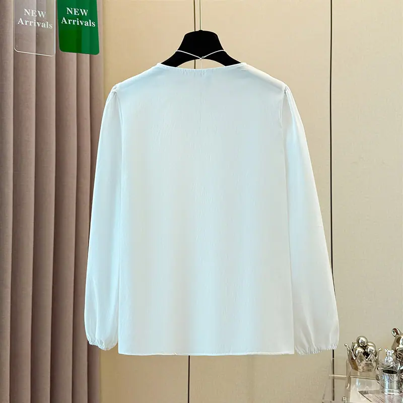 胖衬衫女秋季新款大码女装领洋气显瘦遮肚子长袖早秋上衣_5