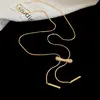 Colar Pingente Redondo de Zircônia Banhado a Ouro Real 18K Estilo Coreano Ins Corrente de Clavícula Diária Corrente para Suéter de Nicho de Luxo Leve para Mulheres