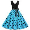 Fuente de fábrica 2021 Moda Patchwork Estampado de Lunares Sin Mangas Burnout Estampado de Lunares Fiesta Vestido de Baile