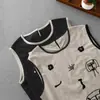 Camiseta sin mangas de algodón y lino bordada con bloques de color para mujer, nueva moda de verano 2025