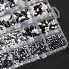 Grade 24 Pretas de Fundo Plano Strass Tendência Novas de Fundo Plano Gota d'Água Irregulares Nail Art Strass Populares Pretas Decorações de Unhas