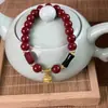 Pulsera de Cinabrio de Mineral Crudo Natural Bajo Contenido Arena Dorada Púrpura Nuevo Estilo Chino Colgante de Atracción de Riqueza Pulsera Unisex Al por Mayor