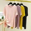 Novo pijama feminino de verão plus size para usar como roupa externa, camiseta casual de manga curta modal soltinha plus size, peça básica versátil para mulheres