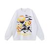Marca de moda americana Anime Cartoon Old Camiseta de manga curta Camiseta masculina e feminina vintage Street Loose Hip-hop Camiseta de meia manga