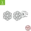 Aretes hexagonales de moissanita brillantes nuevos de plata charm rima aretes de plata esterlina s925 elegantes con charm para mujer