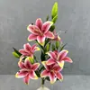 Decoración de Boda Mei Bao Arreglo Floral Artificial de Lirio de 6 Cabezas para Decoración de Mesa de Hogar y Hotel Flores Falsas