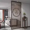 Nueva mampara de estilo chino, celosía de madera maciza, patrón floral hueco, pintura sobre gasa, sala de estar, entrada, frente a la puerta, pasillo, pantalla de asiento para bloquear