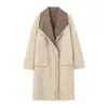 Suministro Mayorista de Amazon Moda Femenina Otoño 2024 Estilo Europeo y Americano Abrigo Largo Reversible por Ambos Lados con Solapa Grande