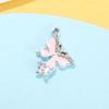 Acessórios de Pingente Borboleta Dupla com Pingentes Cravejados de Diamante, Peças de Liga com Gotejamento de Óleo, Pulseiras DIY, Roupas, Colares, Brincos, Chaveiros