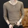Suéter de cuello alto para hombre, primavera y otoño, nueva camisa de punto, suéter fino de color sólido de moda, top de otoño