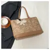 Bolsa Tote de Gran Capacidad para Mujer, Estilo Floral Sencillo, Bolso de Hombro de Diseño Nicho para el Trabajo y los Viajes Diarios, Bolso de Mano Versátil para Mujer