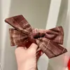 Grampo de Cabelo de Lã Xadrez Clássico Retrô com Laço, Estilo Preguiçoso para a Parte de Trás da Cabeça, Presilha de Cabelo Feminina que Rejuvenesce