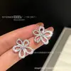 Colar Grande Flor Micro-Pavimentado com Zircônia Diamante Completo Fanjia Brincos de Pétala Flor Grande Prata Conjunto Clavícula Luxo Acessível Tendência Flash para Mulheres