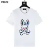 Camiseta al por mayor de marca americana moderna Psychobunny con estampado de calavera de conejo colorido y degradado, manga corta, cuello redondo
