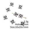10x 10x 7mm 2,3g prata antiga DIY vintage liga de zinco acessórios de joias flor contas de furo grande