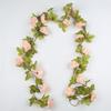 Hojas de vid de rosa decoración suave para interiores decoración de techo de tubería de agua cubierta flores artificiales de plástico cesta colgante vides