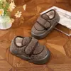 Nuevas Pantuflas de Felpa y Algodón 2025 para Mujer Otoño e Invierno Exterior de Lana de Cordero Bolsa con Velcro Tacón Zapatos de Algodón Cálidos para Interiores para Mujer