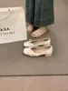 Primeiro Encontro Sazonal Polka Dot Francês Laço Salto Grosso Feminino Verão Estilo Gentil Sapatos de Festa Bico Quadrado Raso Slip-Ons